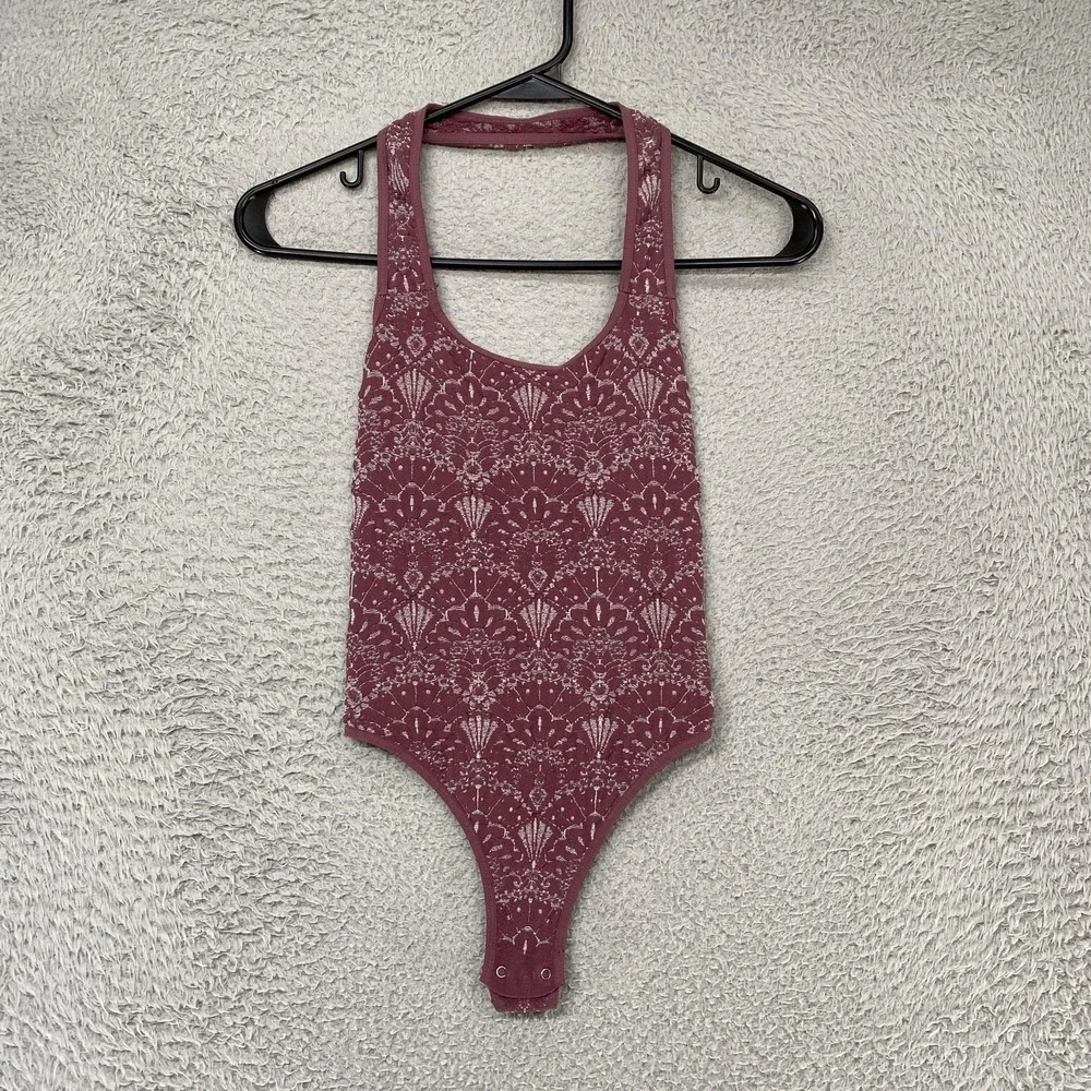 Intimately Free People Bodysuit Womens XS/S Lace Tank Thong With Love Floral